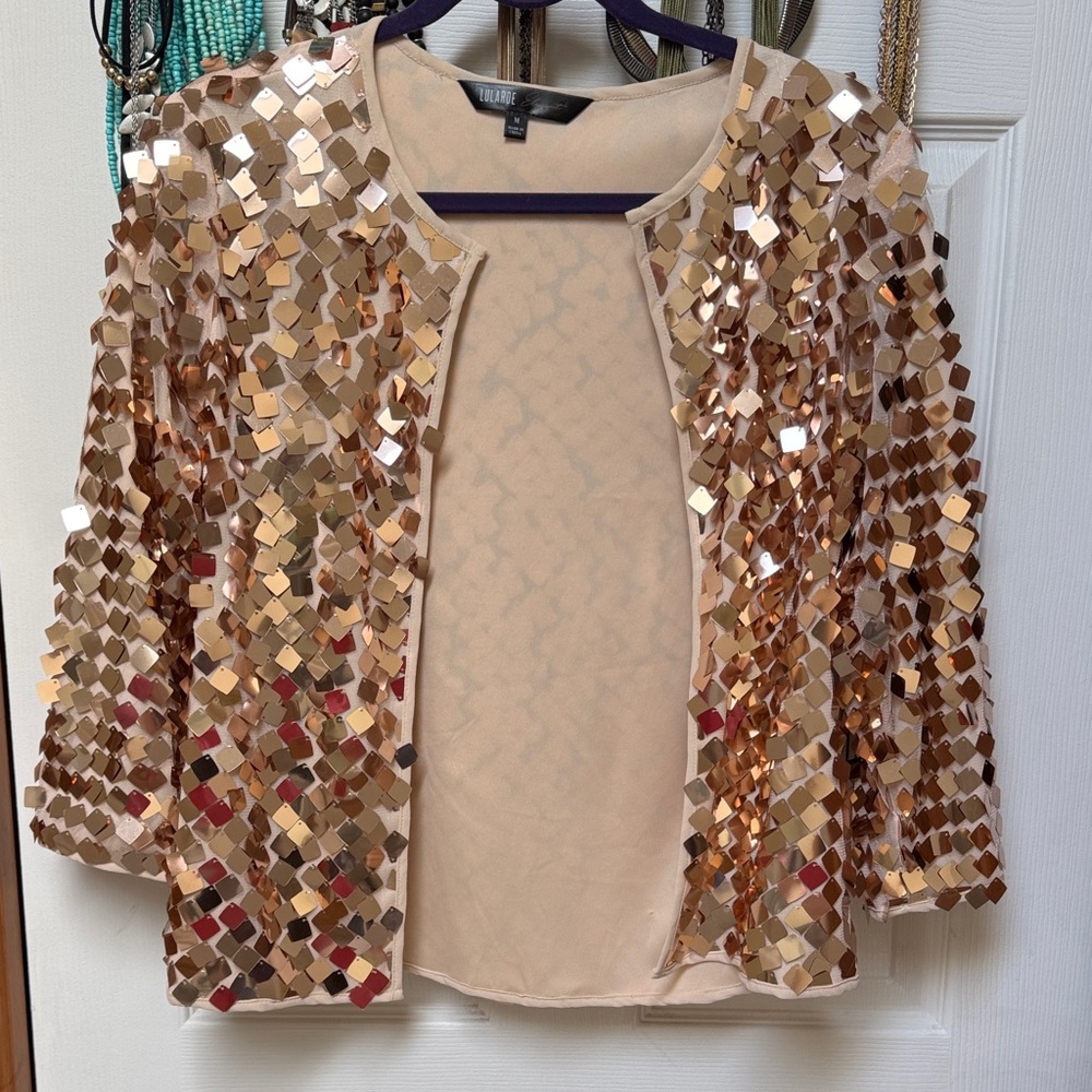 LuLaRoe Rose Gold Sequin Women's Top